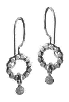 ZIZIA $95-sterling silver earrings with one blossom and a dangle each (1/2" long not including ear wire)